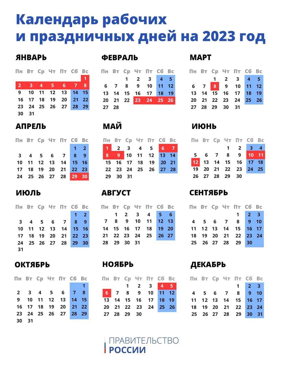 Россиянам назвали даты выходных дней в 2023 году | 10.01.2023 | Южно- Сахалинск - БезФормата